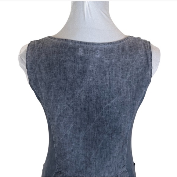 Lina Tomei 100% linen sleeveless blue grey pullover minimalist dress size small - Picture 9 of 11